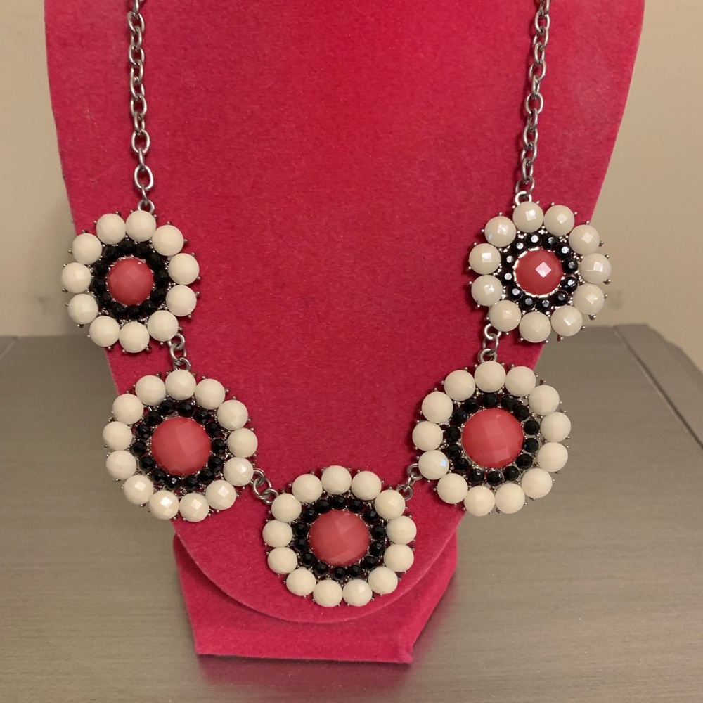 Pink black and white fashion necklace